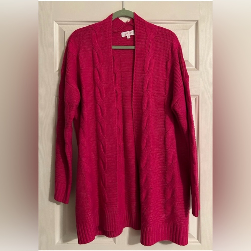 Hot pink long cardigan